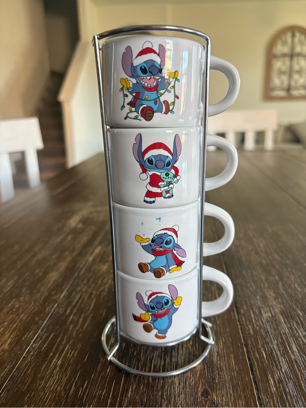 Disney Stitch Christmas Espresso Cups Set of 4 3 oz Mugs